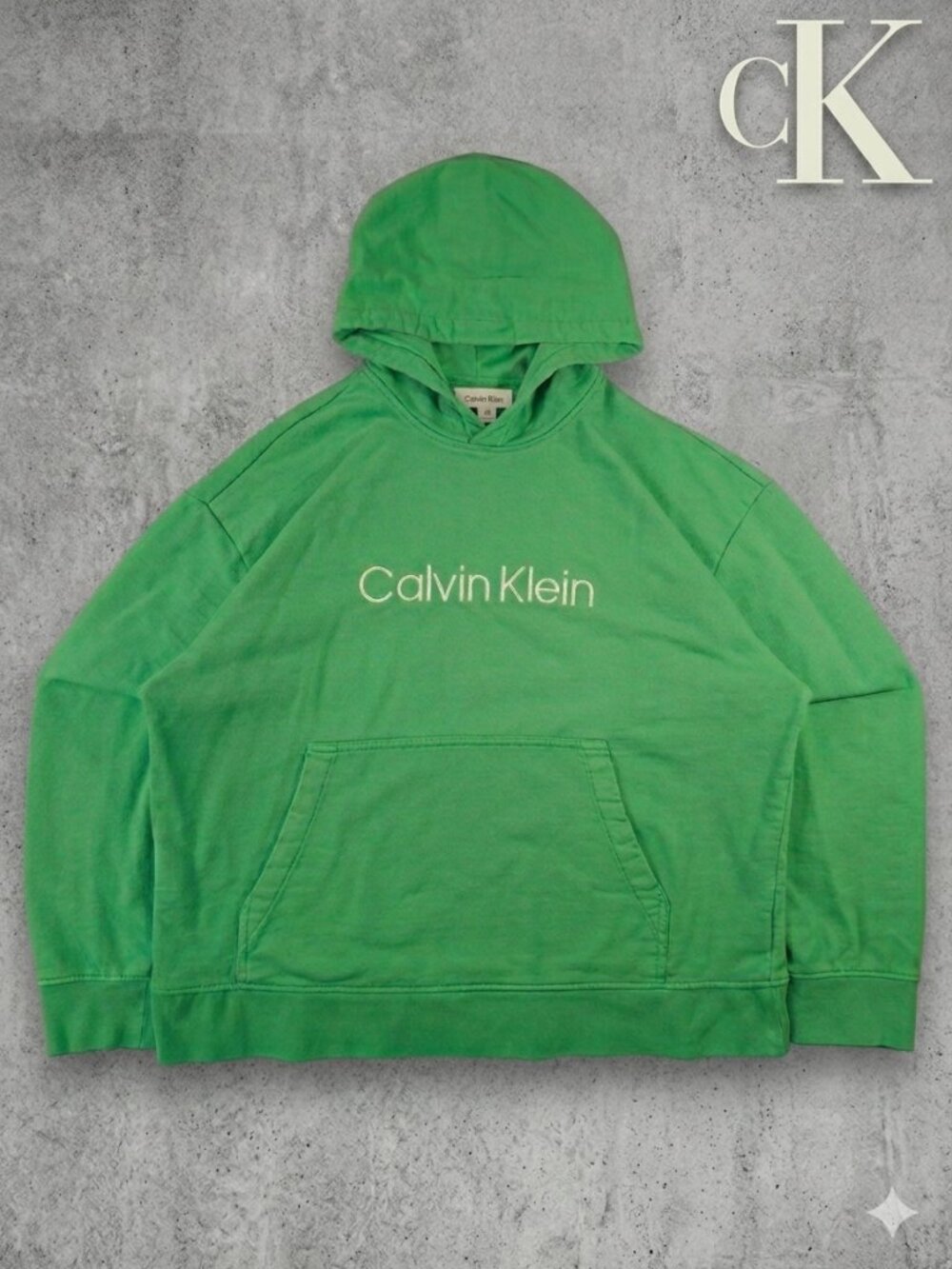 Calvin Klein Classic Logo Hoodie – Vibrant Lime Green – Size M